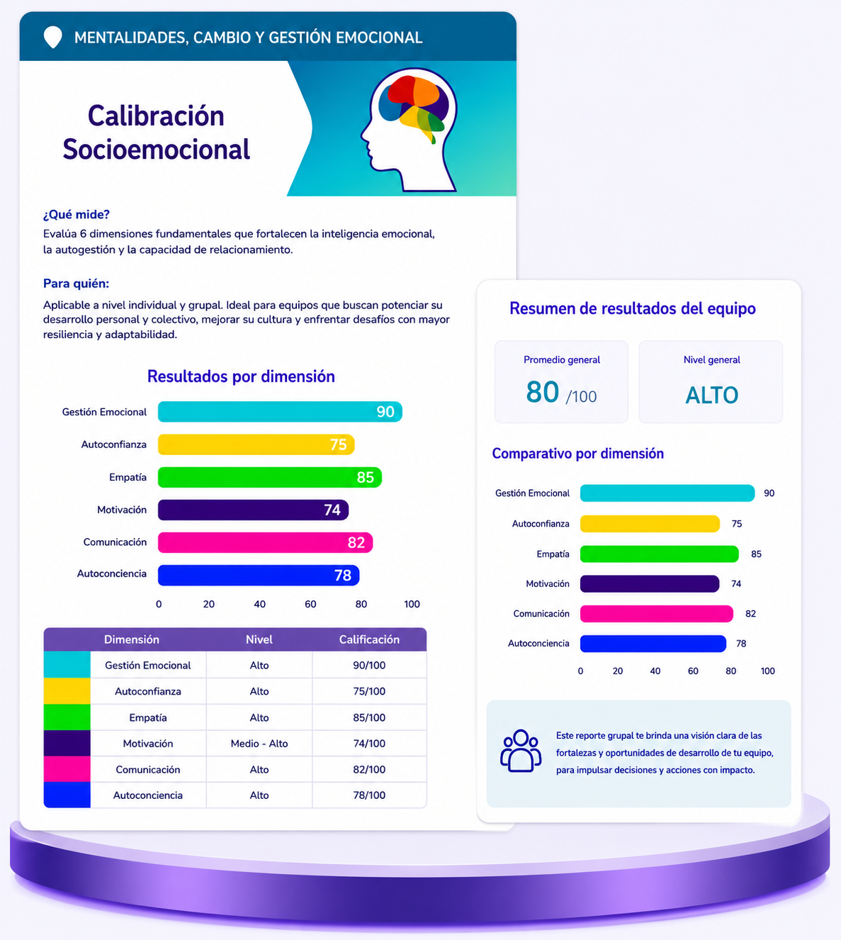 Reporte Calibración Habilidades Socioemocionales — herramienta digital Zolem individual y grupal